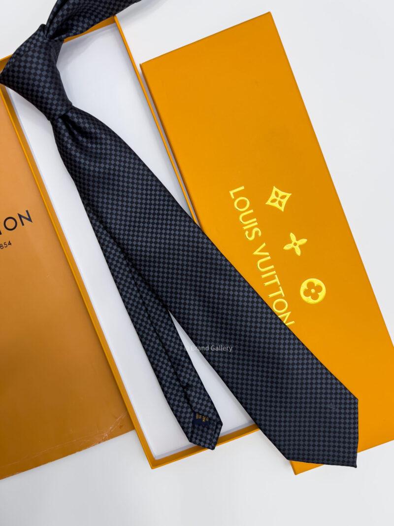 Louis Vuitton Black MICRO DAMIER SILK TIE