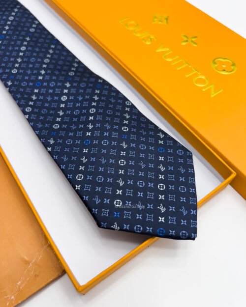 Louis Vuitton Navy DIAGONAL LV PATTERN SILK TIE
