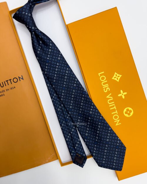 Louis Vuitton Navy DIAGONAL LV PATTERN SILK TIE