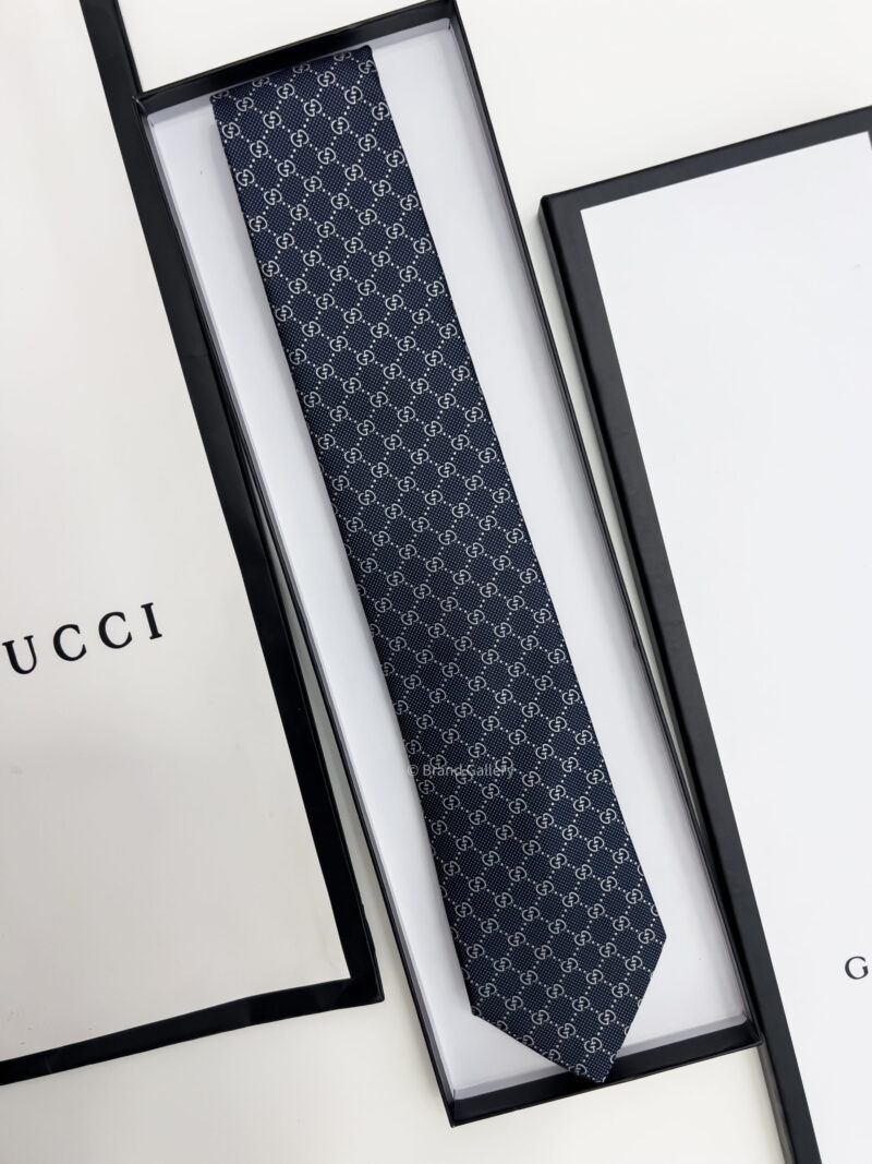 Gucci Navy GG VINTAGE SILK TIE