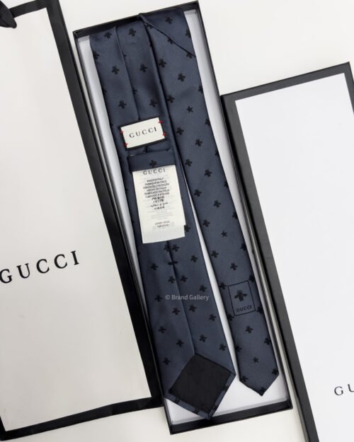 Grey BEE PATTERN SILK TIE