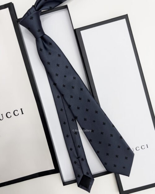 Grey BEE PATTERN SILK TIE