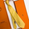 Hermes Yellow FACONNEE H SILK TIE