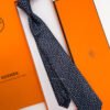 Hermes Navy H PATTERN SILK TIE