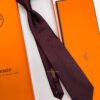 Hermes Bordeaux CROSS H PATTERN SILK TIE