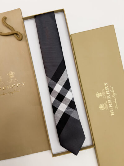 Burberry Charcoal THIN CHECK SILK TIE