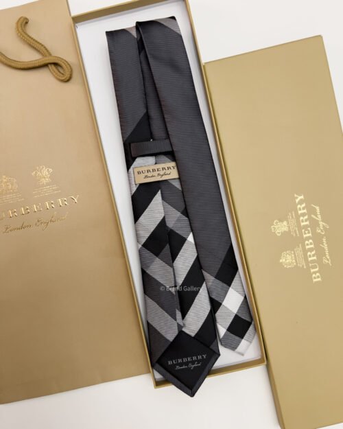 Burberry Charcoal THIN CHECK SILK TIE