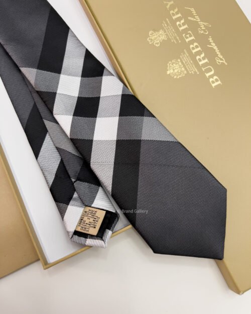 Burberry Charcoal THIN CHECK SILK TIE