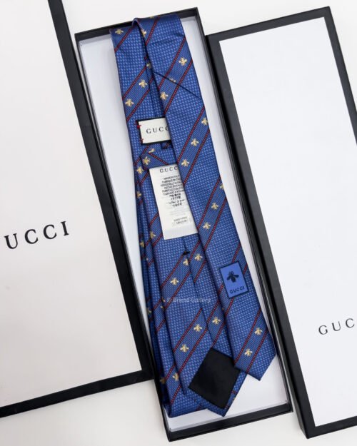 Gucci Blue BEE WEB SILK TIE