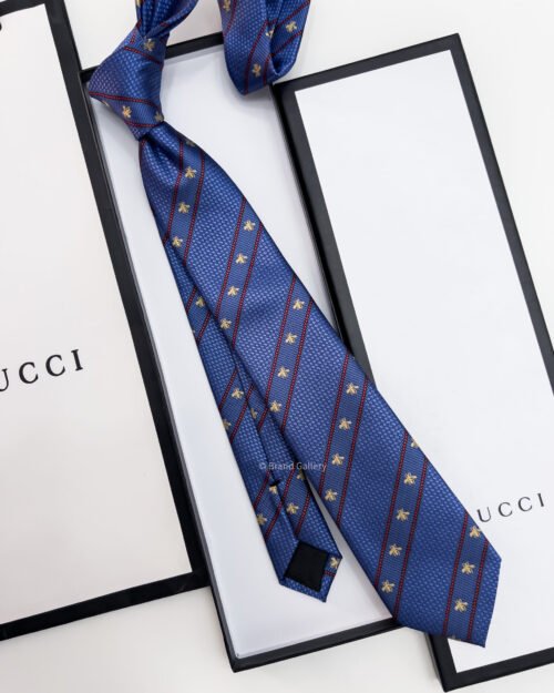 Gucci Blue BEE WEB SILK TIE