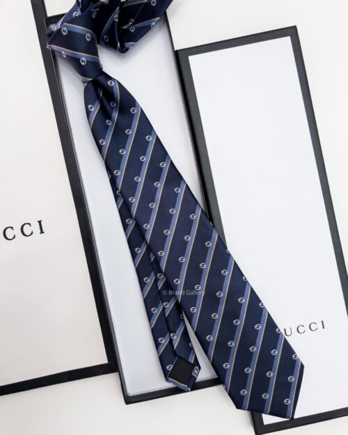 Gucci Navy GG DIAGONAL SILK TIE