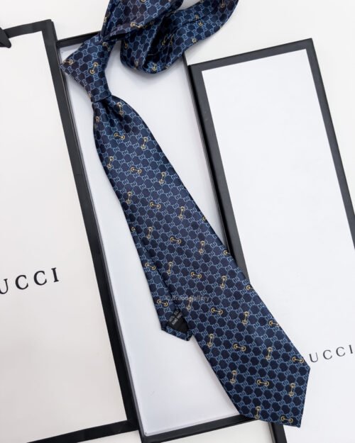 Gucci Blue GG JACQUARD PATTERN SILK TIE