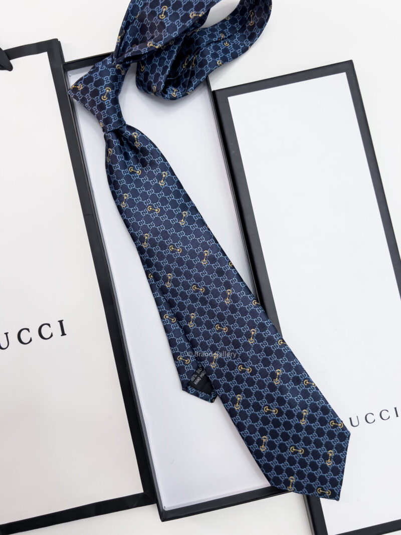 Gucci Blue GG JACQUARD PATTERN SILK TIE