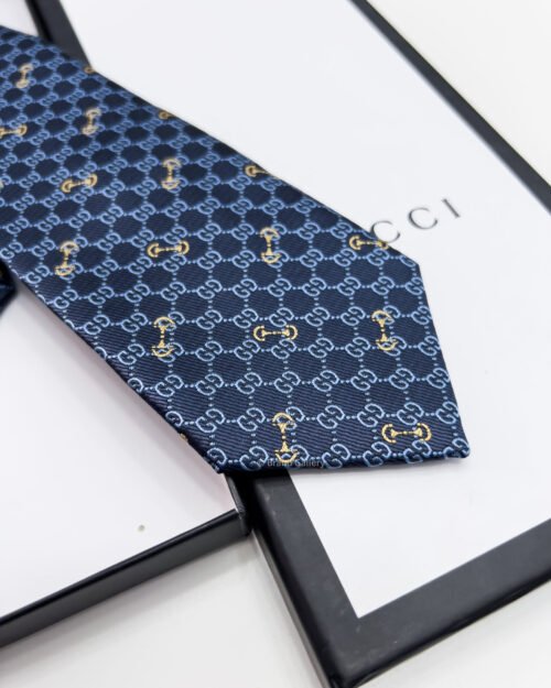 Gucci Navy GG SILK JACQUARD TIE