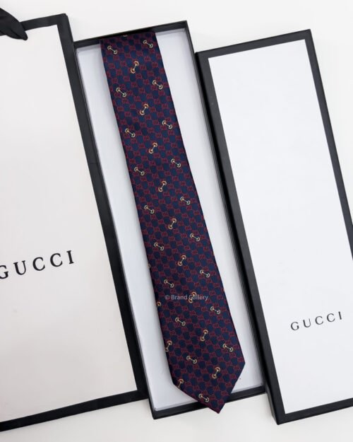 Gucci Navy GG SILK JACQUARD TIE