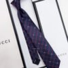 Gucci Navy GG AND CHECK JACQUARD SILK TIE