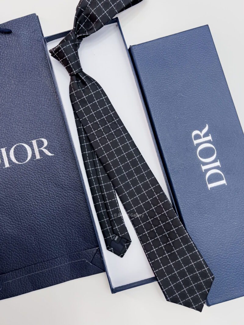 Dior Black CANNAGE SILK TIE