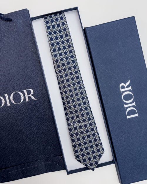 Dior Navy Blue CANNAGE SILK TIE