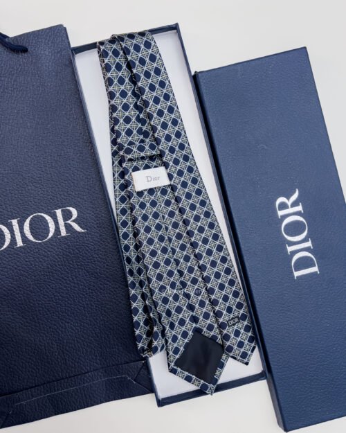 Dior Navy Blue CANNAGE SILK TIE