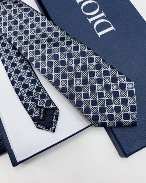 Dior Navy Blue CANNAGE SILK TIE