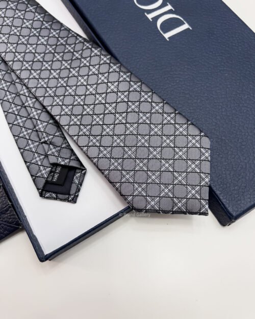 Dior Grey CANNAGE SILK TIE