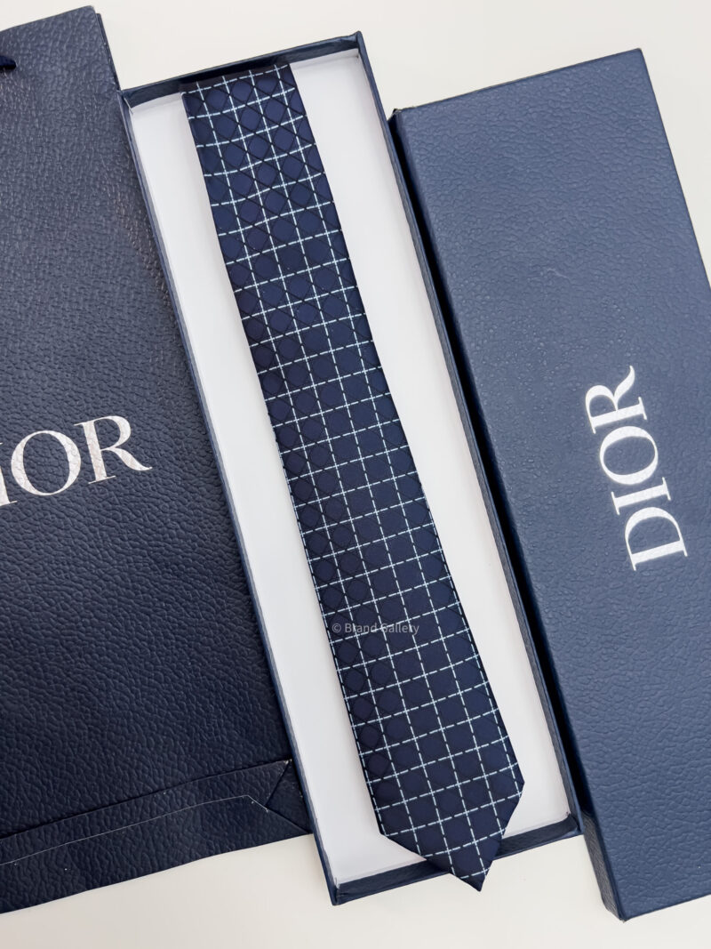 Dior Navy CANNAGE SILK TIE