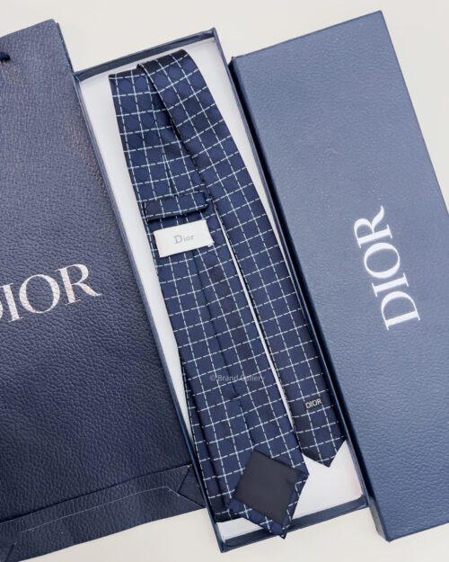 Dior Navy CANNAGE SILK TIE
