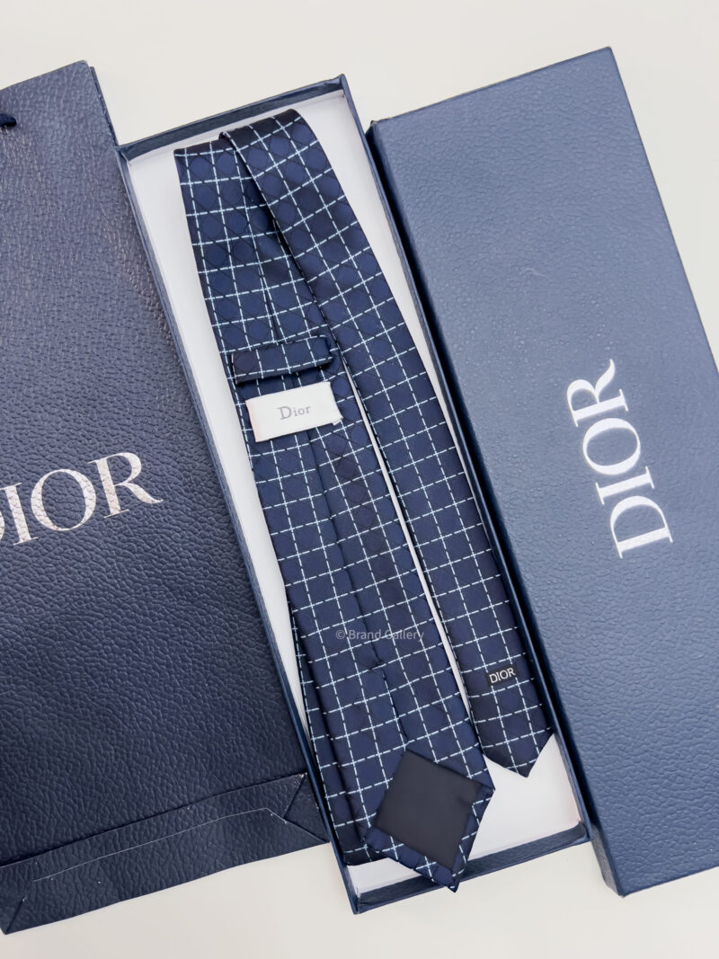 Dior Navy CANNAGE SILK TIE