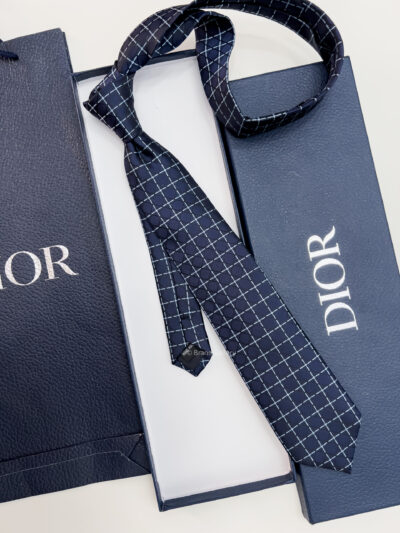 Dior Navy CANNAGE SILK TIE