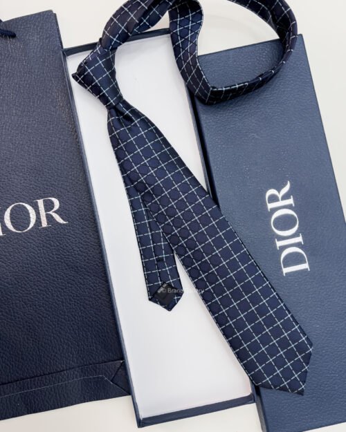 Dior Navy CANNAGE SILK TIE