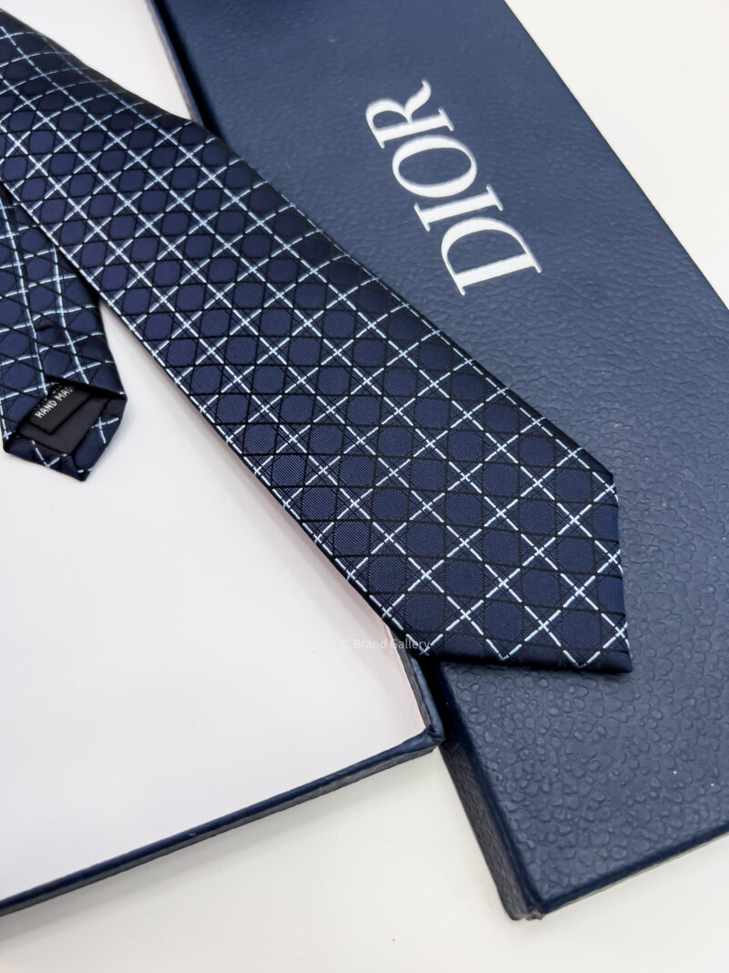 Dior Navy CANNAGE SILK TIE