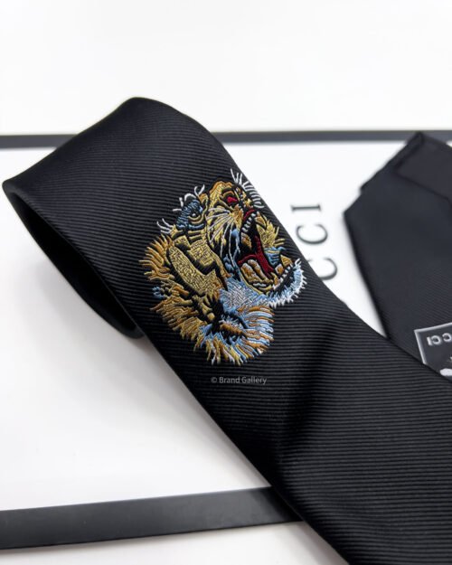 Gucci Black TIGER SILK TIE