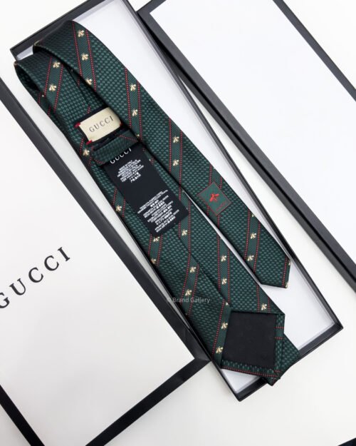 Gucci BEE WEB SILK TIE - Green