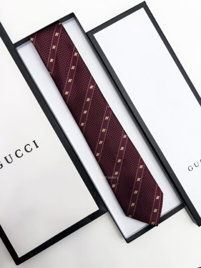 Gucci Bordeaux BEE WEB SILK TIE