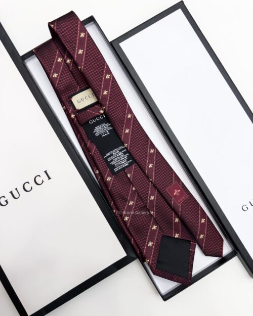 Gucci Bordeaux BEE WEB SILK TIE