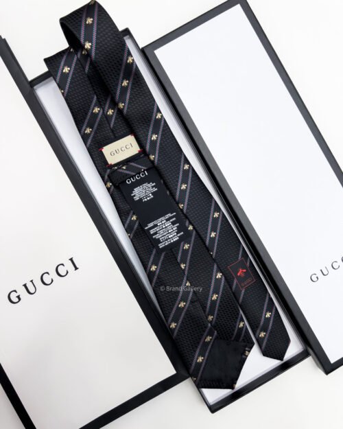 Gucci BEE WEB SILK TIE - Black