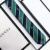 Gucci Green BEE STRIPPED SILK TIE