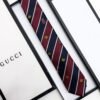 Gucci Dark Red and Navy BEE STRIPPED SILK TIE