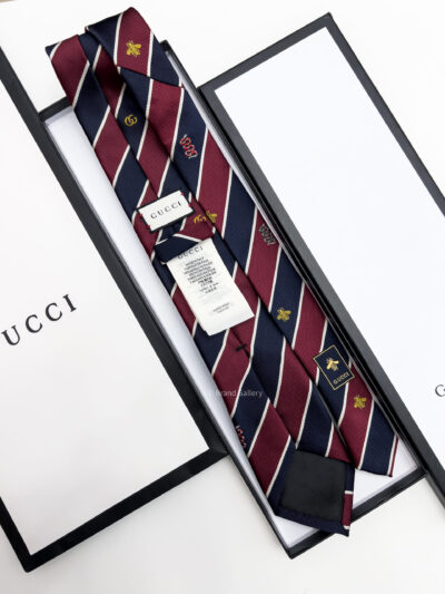 Gucci BEE STRIPPED SILK TIE