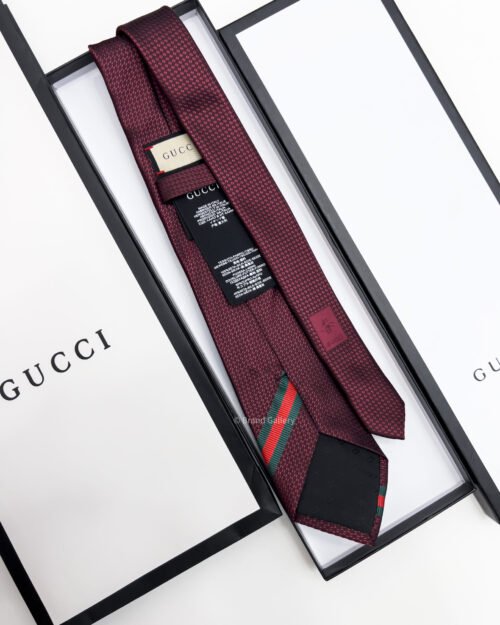 Gucci Bordeaux BEE WEB SILK TIE