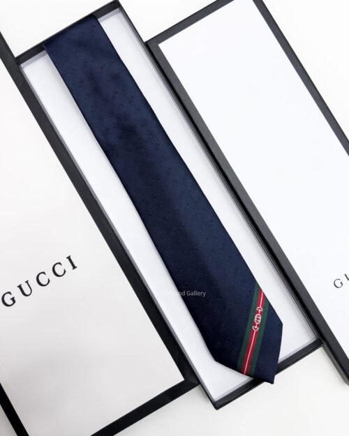 Gucci DOUBLE G AND HORSEBIT JACQUARD SILK TIE