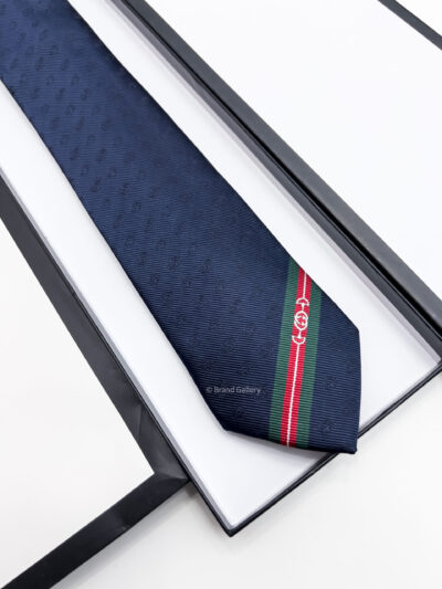 Gucci DOUBLE G AND HORSEBIT JACQUARD SILK TIE