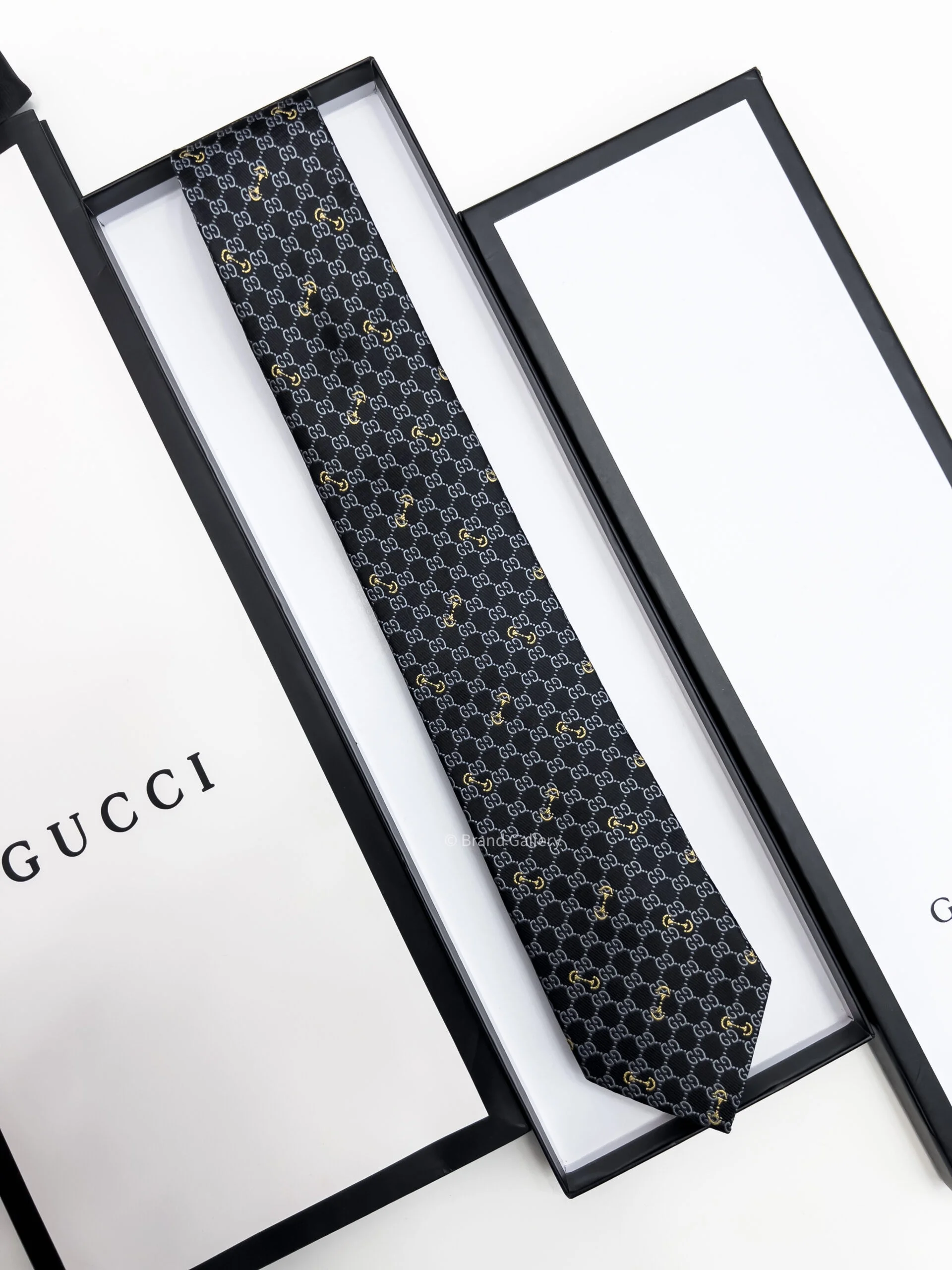 GUCCI - Black GG JACQUARD PATTERN SILK TIE Image