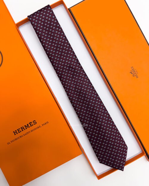 Hermes Bordeaux H ORIGAMI SILK TIE