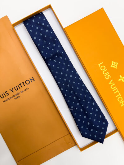 Louis Vuitton Blue CLASSIC LV SILK TIE