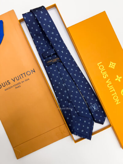 Louis Vuitton Blue CLASSIC LV SILK TIE