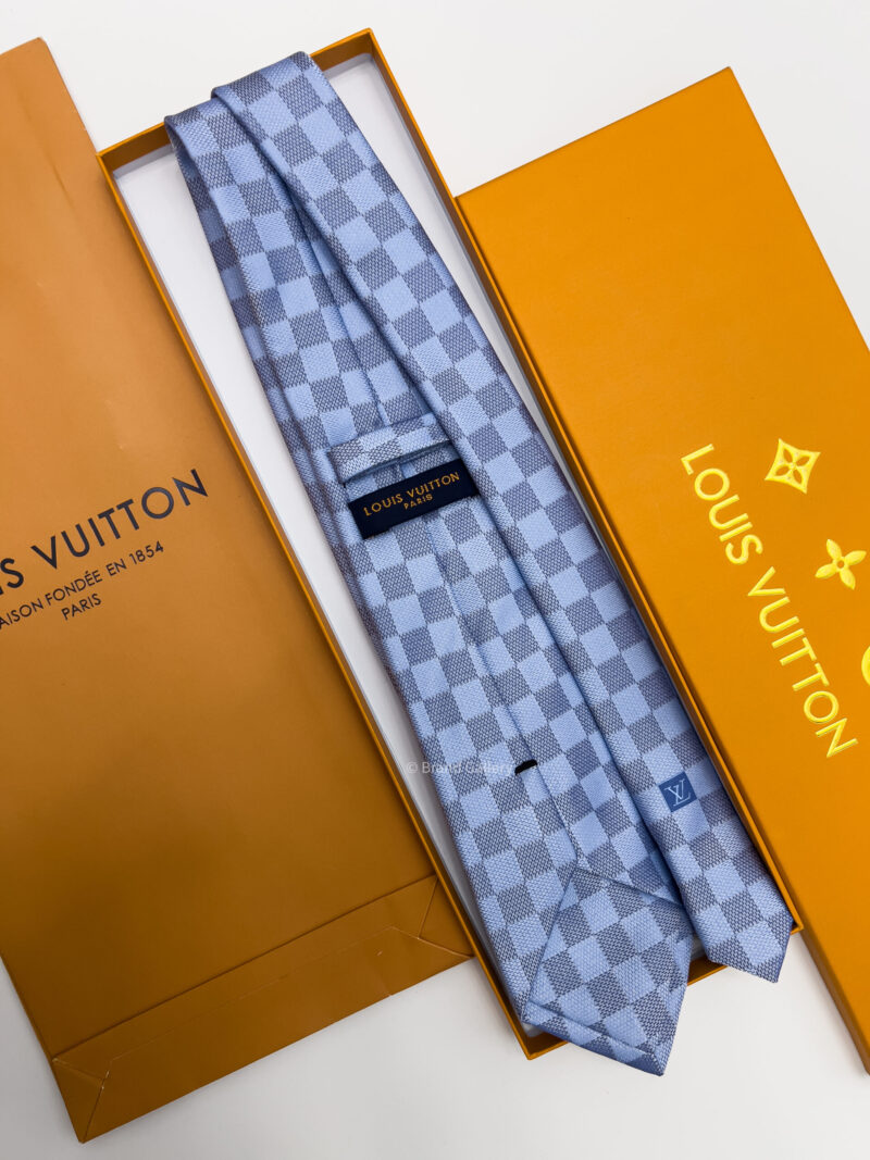 Louis Vuitton Sky Blue DAMIER SILK TIE