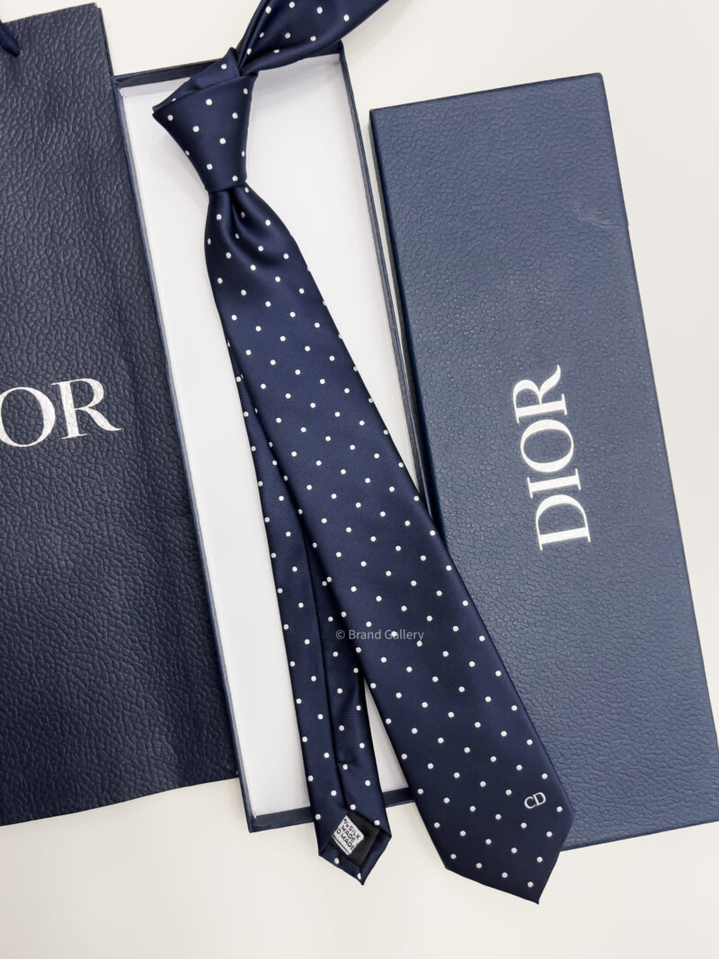 Dior Blue DOTS CD ICON SILK TIE