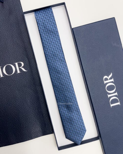 Dior Light Blue D PATTERN SILK TIE
