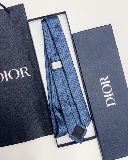 Dior Light Blue D PATTERN SILK TIE